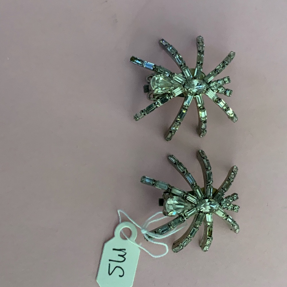Rare Vintage Butler And Wilson Crystal Spider Clip On Diamanté Earrings